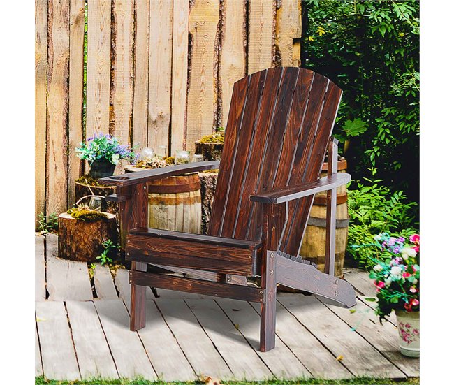 Adirondack Silla para Jardín Madera de Abeto Outsunny Marron