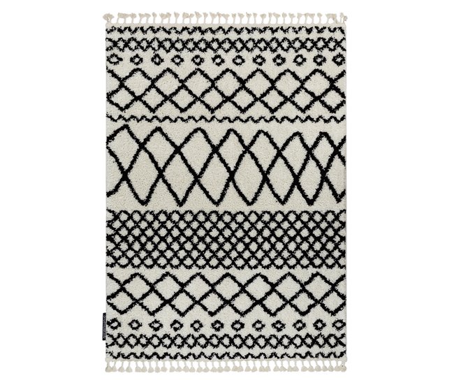 Alfombra BERBER SAFI N9040 Franjas Bereber Marroquí 180x270 Blanco/ Gris