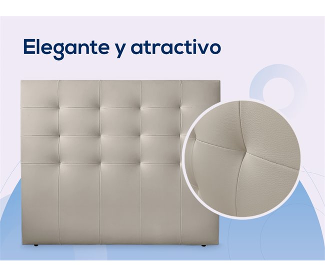 Cabecero Modelo Rivoli Acolchado, Tapizado en Polipiel de Alta Gama 160 Beige
