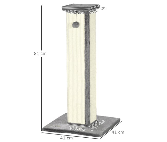 Rascador para Gatos Aglomerado de Madera, Felpa, Sisal PawHut Gris