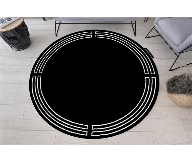 Alfombra HAMPTON Chick círculo cuadro 200x200 Negro