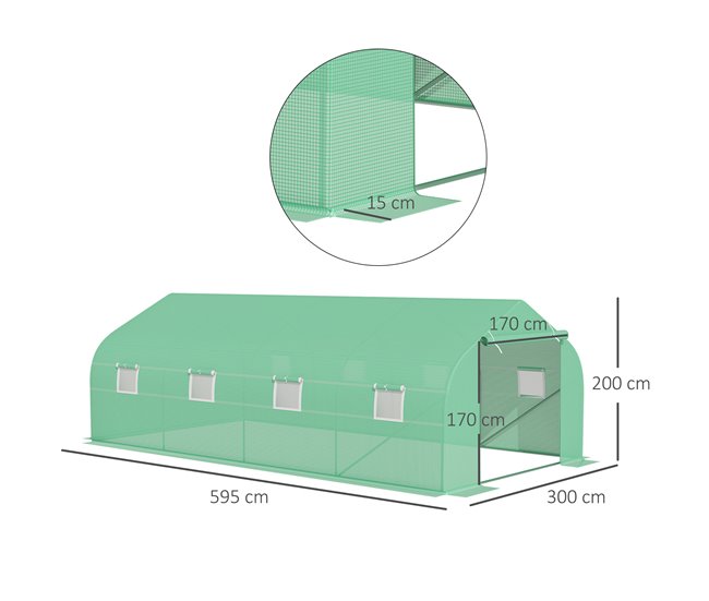Invernadero de Jardín Acero, PE Outsunny Verde