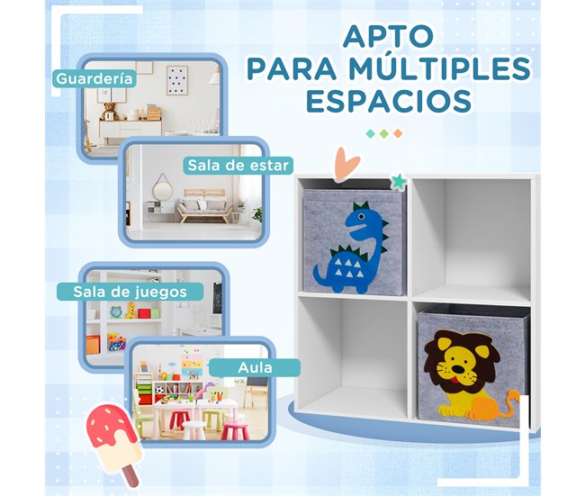 Estantería Juguetes Infantil MDF, Melamina, Tela no Tejida Blanco