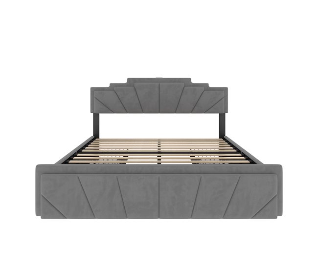 Camas de matrimonio 149x200 Gris Oscuro