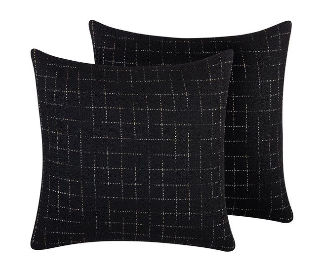 Beliani Cojín decorativo BELLFLOWER Negro
