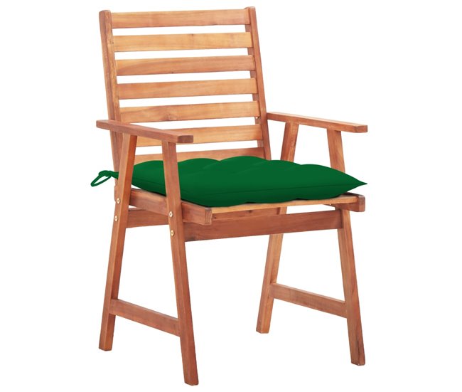 3 Sillas de comedor para jardín de madera con cojines Antracita