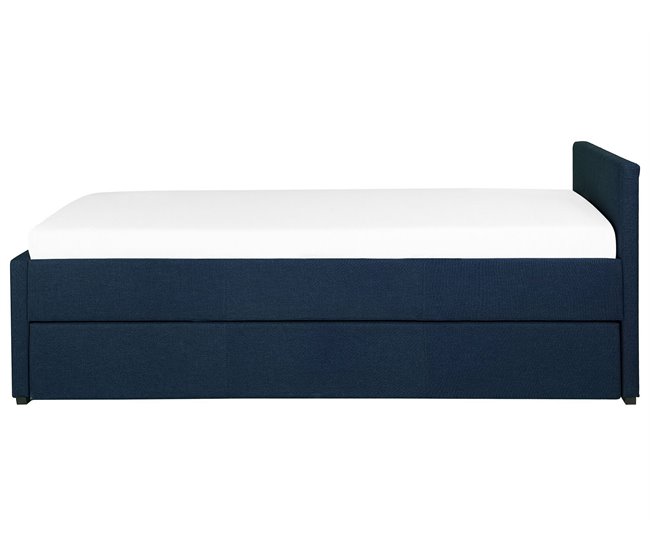 Beliani Cama con somier Poliéster MARMANDE 86x214 Azul Marino
