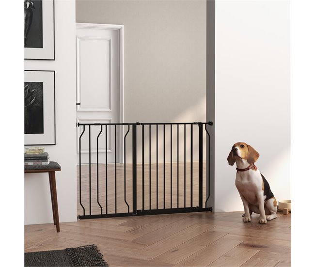 Barrera de Seguridad Acero, ABS PawHut Negro