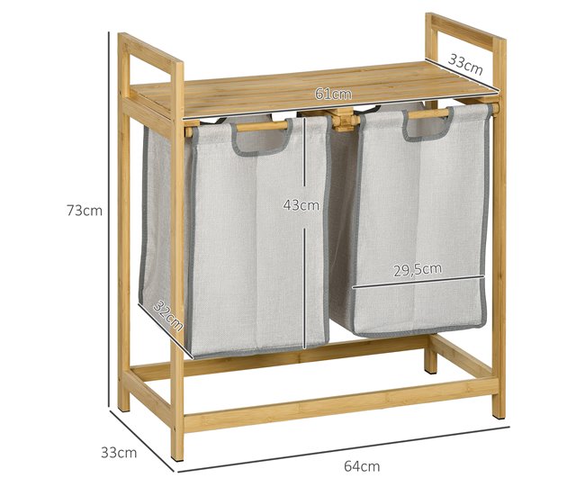 Cesto para Ropa Bambú HOMCOM, hogar - baño Madera Clara
