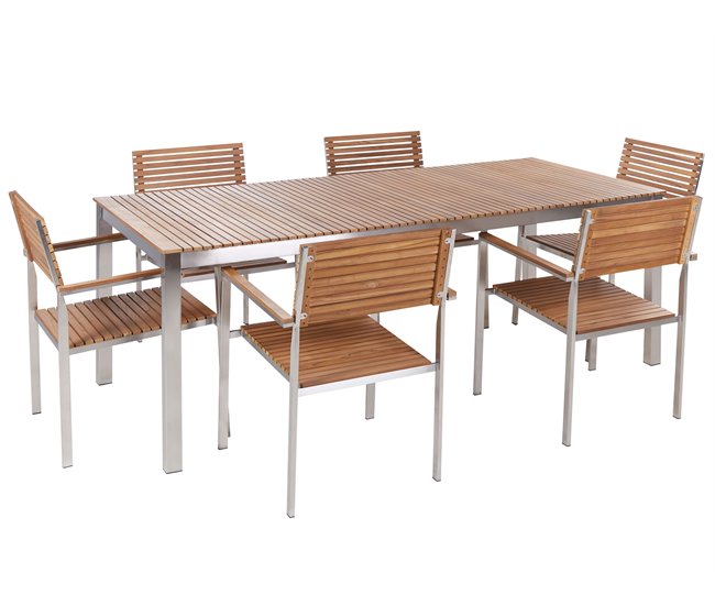 Beliani Conjunto de comedor VIAREGGIO Madera Clara