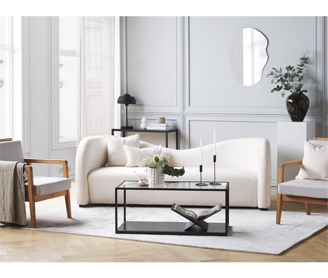 Beliani Sofá de 3 plazas Terciopelo VELTADA Blanco/ Beige