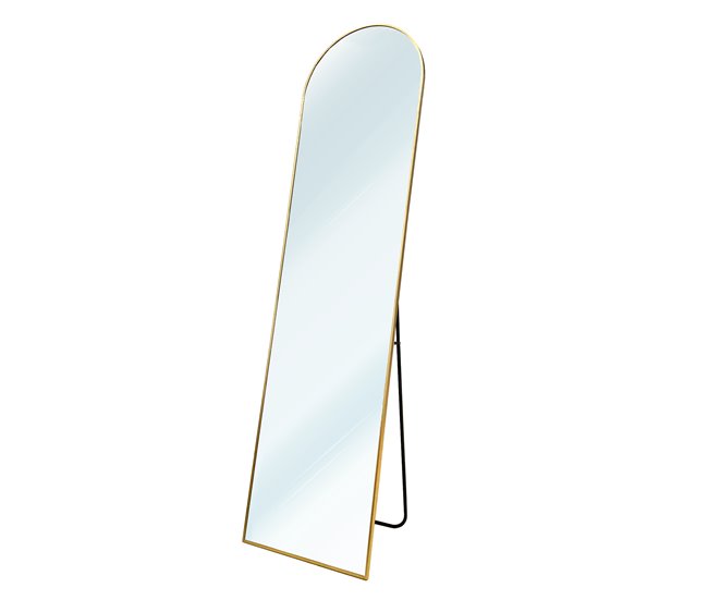 Espejo de Pie Metal Round Cuerpo Entero con Soporte Suelo 50x5 Dorado