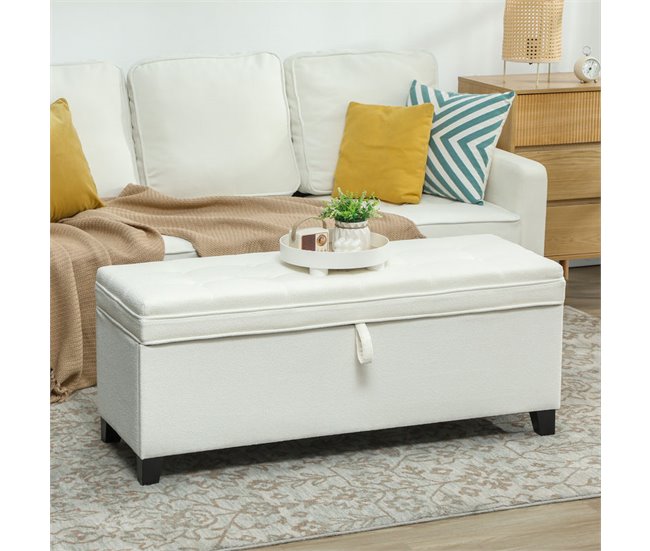 Banco de Almacenaje Lino, MDF HOMCOM 120x40 Crudo