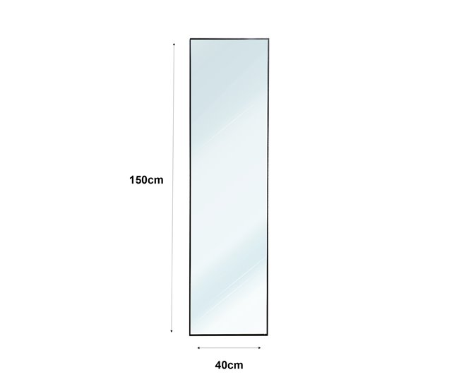 Espejo de Pie Metal Square Edge con Soporte Suelo 40x5 Negro