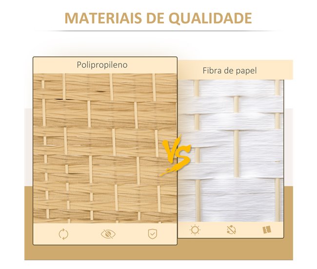 Biombo Polipropileno HOMCOM, hogar - decoración Marron