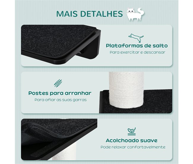 Árbol para Gatos MDF, Yute, Poliéster, PP PawHut Negro
