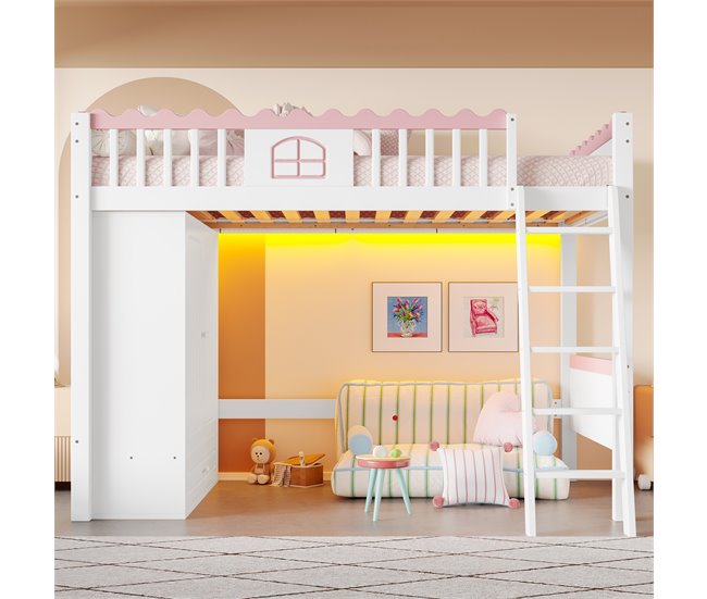 Cama alta para niños Blanco