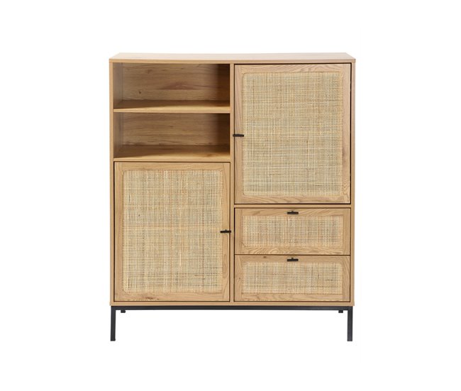 Aparador Alto con Fachadas de Ratán Madera