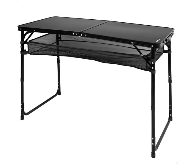 Aktive Mesa plegable camping ajustable en altura y antideslizante Negro