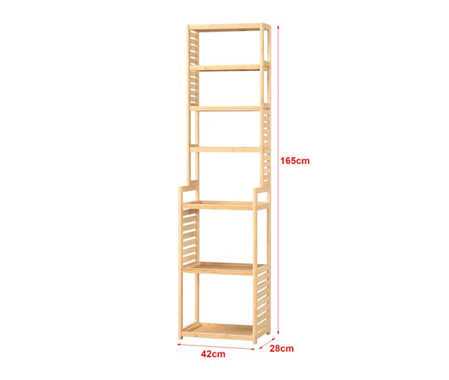 Mueble columna de baño Forssa de 7 niveles bambú Natural