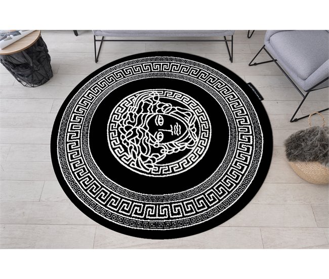 Alfombra HAMPTON Medusa círculo medusa griego 120x120 Negro