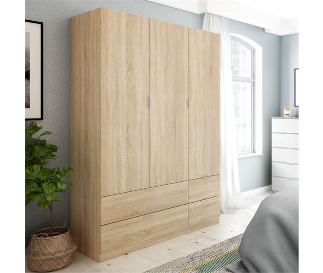 Armario LCX 135 3 puertas y 4 cajones Roble