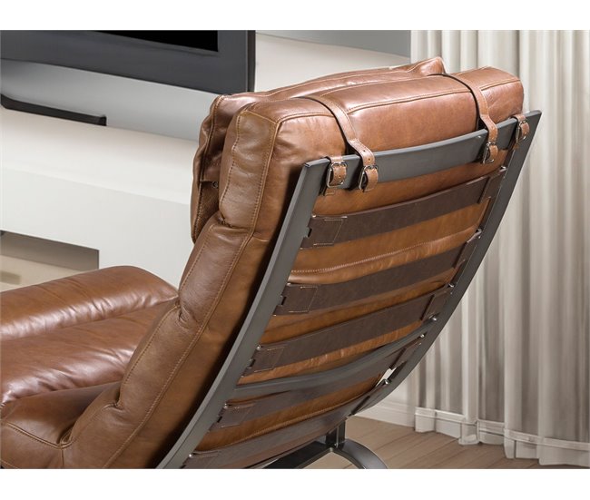 ANGEL CERDA Sillón piel marrón oscuro Aluminio