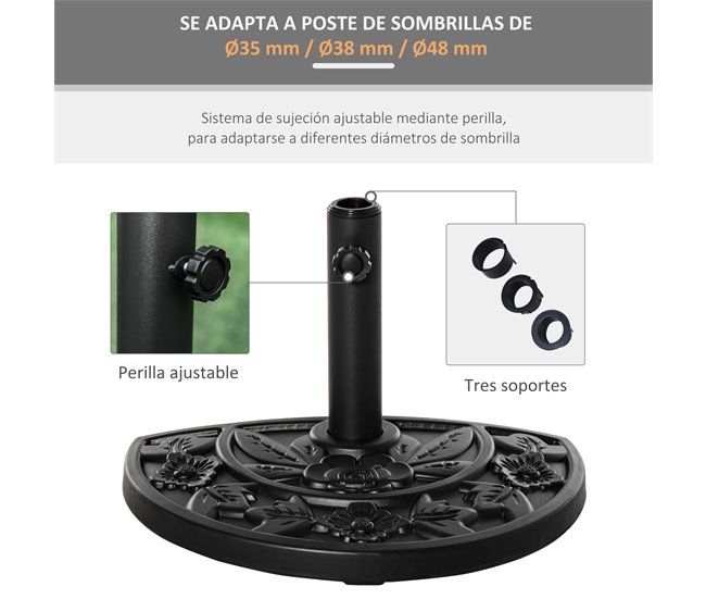 Base de Sombrilla HDPE y cemento Outsunny 50x32 Negro