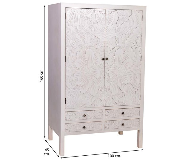 Armario de madera de 4 cajones y 2 puertas Blanco