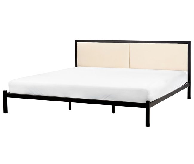 Beliani Cama con somier Acero CLAMART 187x210 Beige