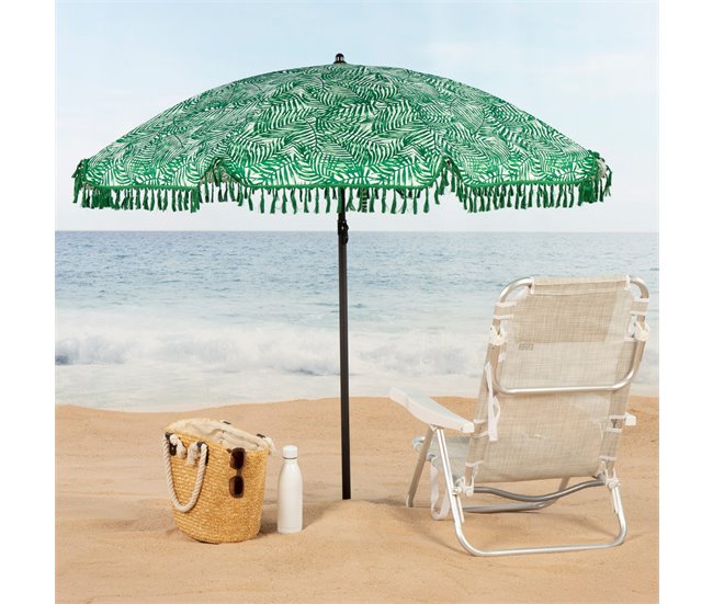Aktive Sombrilla de playa helechos con flecos Azul