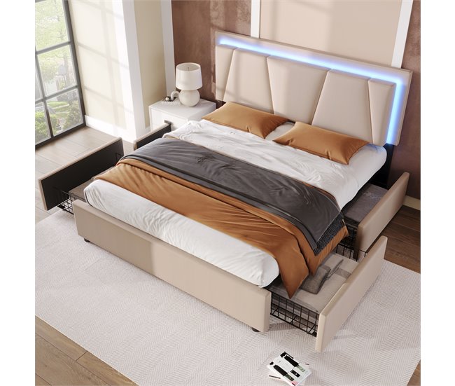 Camas de matrimonio 169x207 Beige