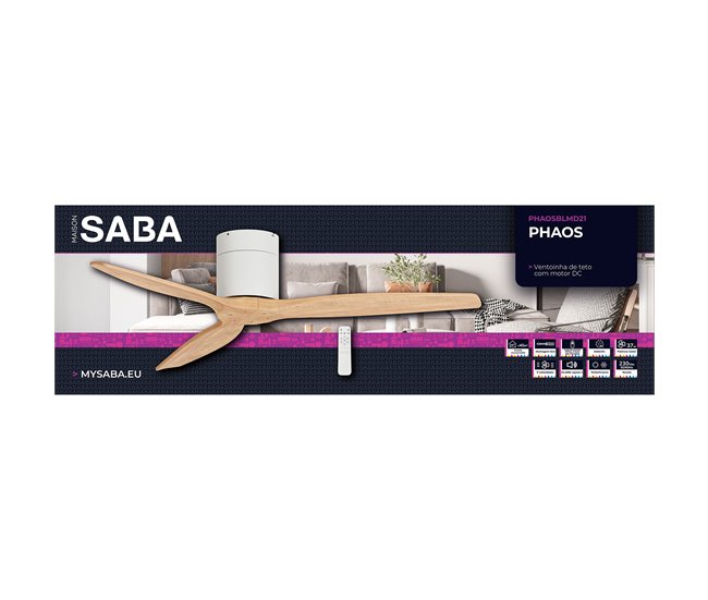 Ventilador techo PHAOS aspas sin luz motor DC  Madera