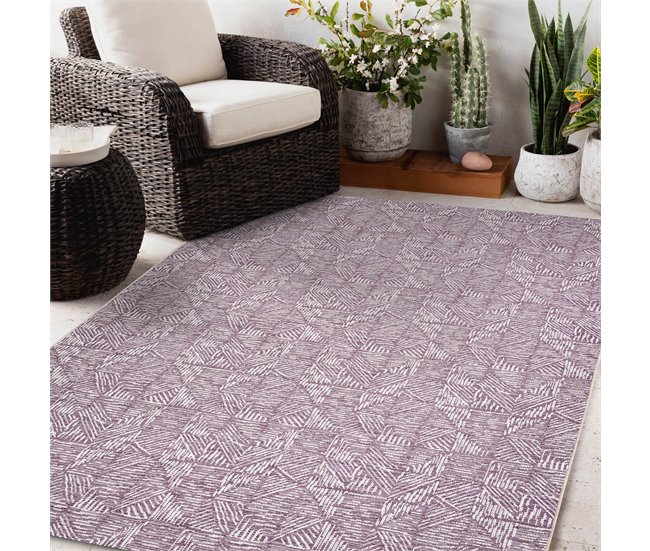 Alfombra COLOR 47373260 SISAL líneas triangulos 160x230 Lila