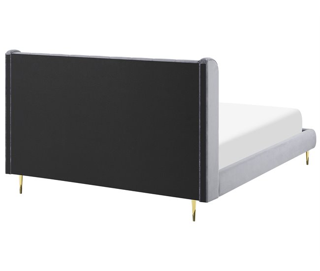 Beliani Cama con somier Terciopelo FORBACH 194x218 Gris