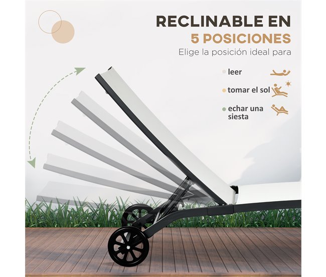 Tumbonas de Jardín Textelino, Aluminio Outsunny Crudo