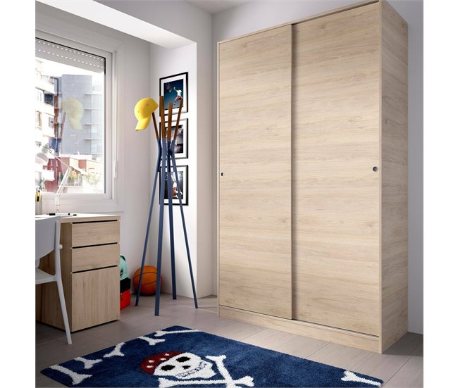 Armario 2 puertas efecto madera 120 Blanco