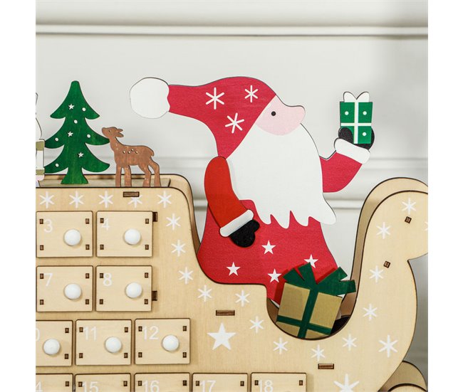 Calendario Adviento Navidad Tablero Multicapa HOMCOM Marron