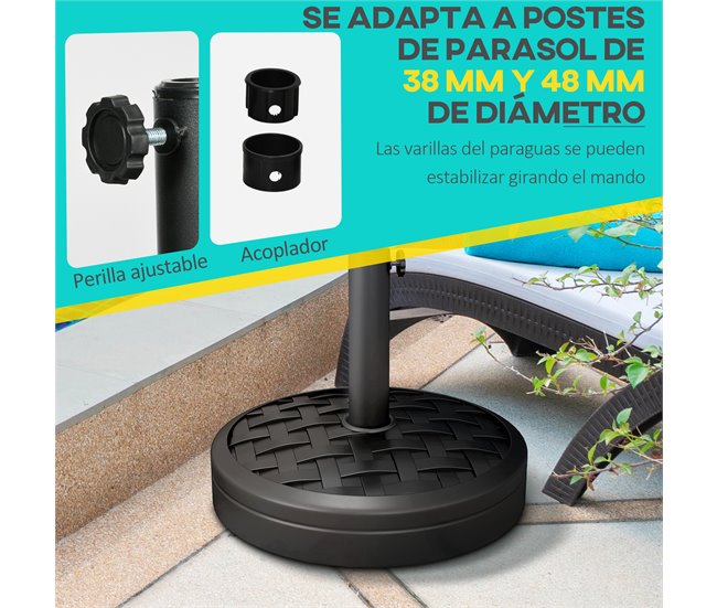 Base de Sombrilla HDPE, Cemento Outsunny Negro