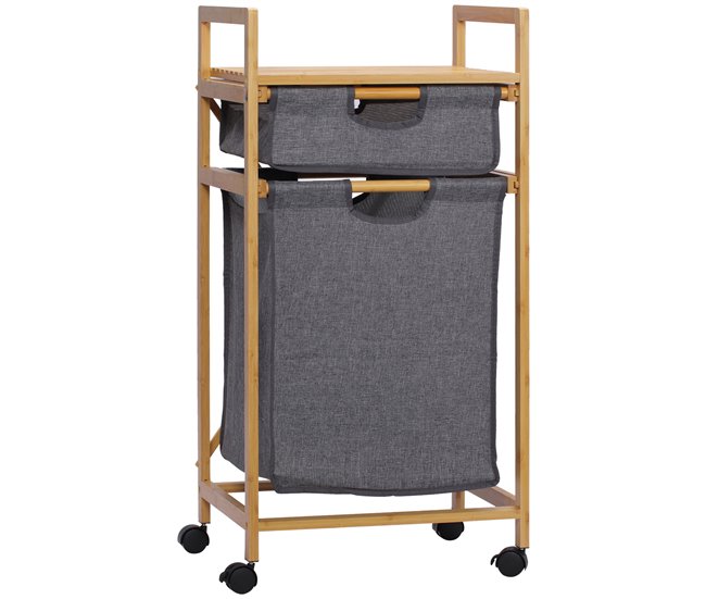 Cesto para Ropa Bambú, Lino HOMCOM Multicolor