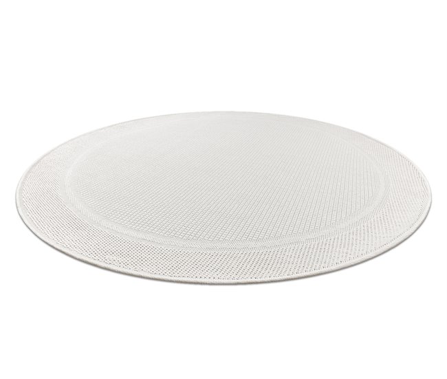 Alfombra MIMO 5979 circulo sisal exterior marco 120x120 Blanco/ Gris