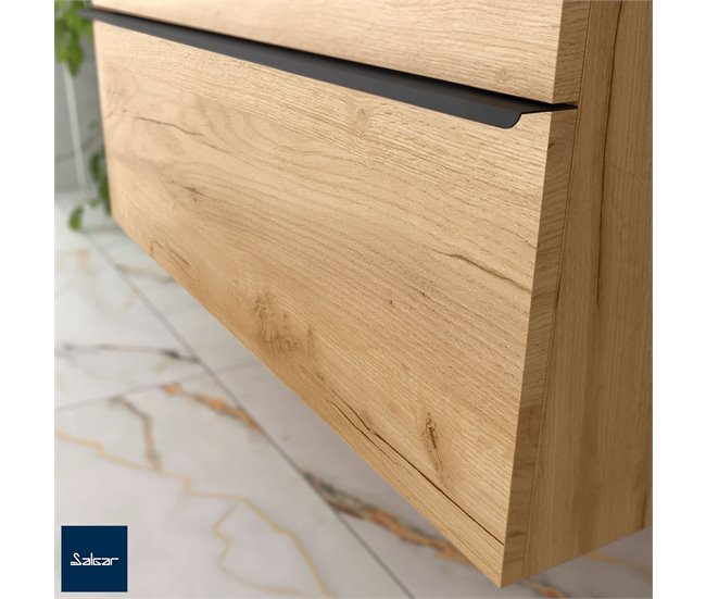 Mueble de baño Nabua con tirador de pestaña | Lavabo sobre encimera 60 Roble