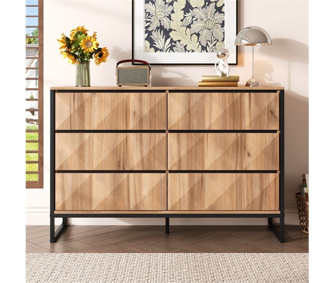 Cómoda doble con 6 cajónes Natural