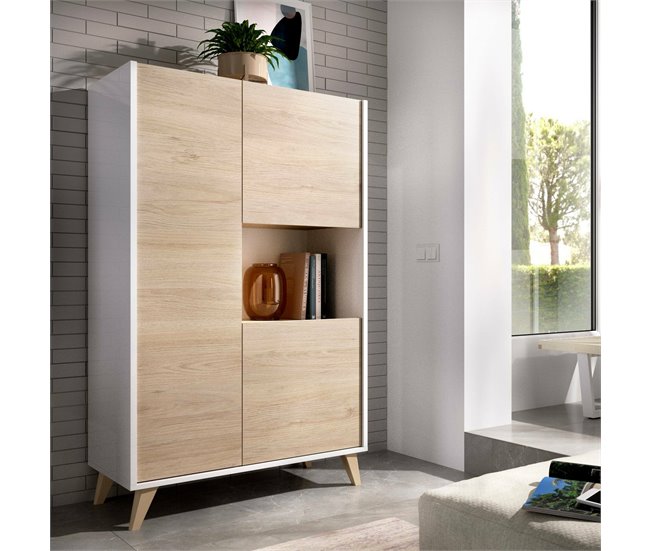 Aparador efecto madera 81 Blanco/ Madera