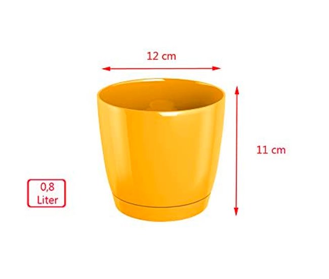 2x Maceta redonda de plastico Coubi Round P Crema