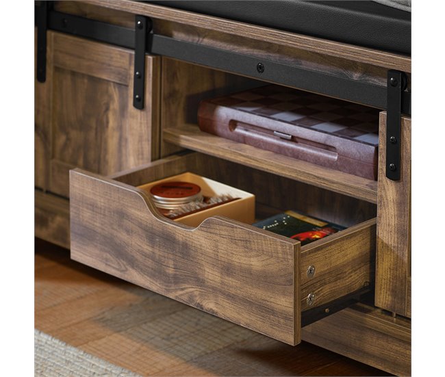 Banco Zapatero con Puerta corrediza de Granero FSR118-N SoBuy Madera