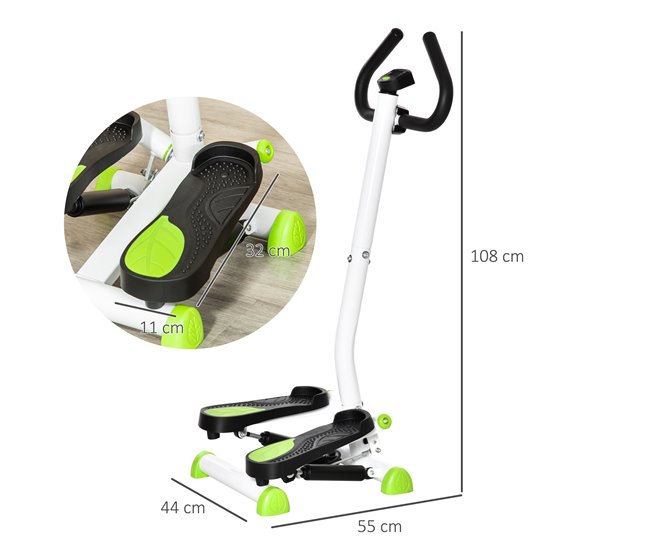 Máquina de Step Acero, ABS HOMCOM, deportes y ocio - fitness Blanco