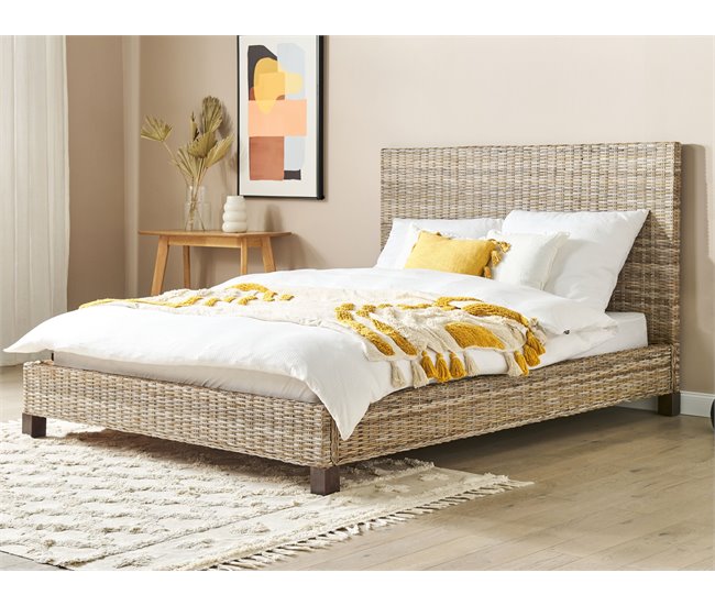 Beliani Cama Ratán SALBRIS 172x213 Natural