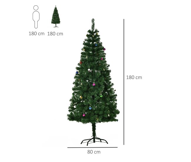 Árbol de Navidad PVC, Metal HOMCOM, hogar - decoración hogareña Verde