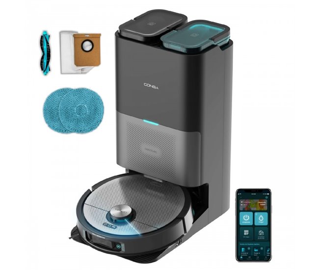 Cecotec Robot Aspirador Conga 16090 AI SpinArm Home&Wash Negro